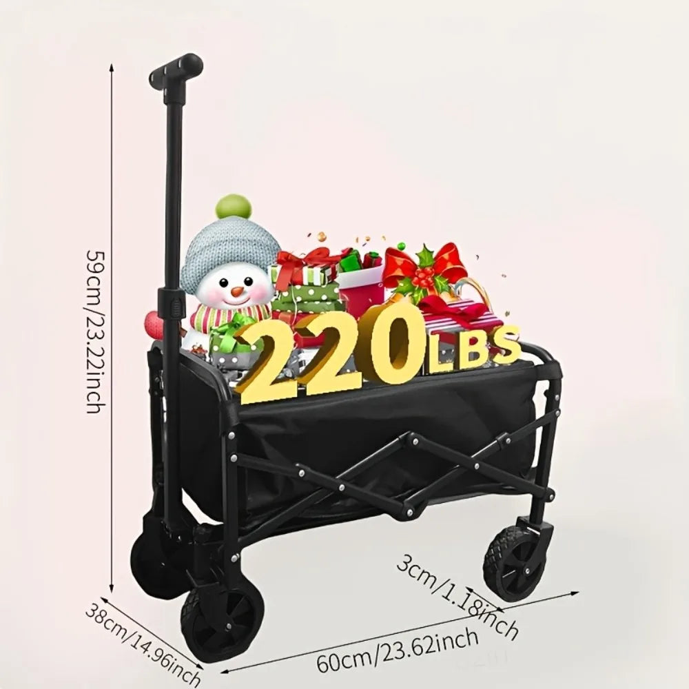 High-Capacity Heavy-Duty All-Terrain Folding Cart - Stainless Steel Frame and Foldable Multi-Purpose Wagon,