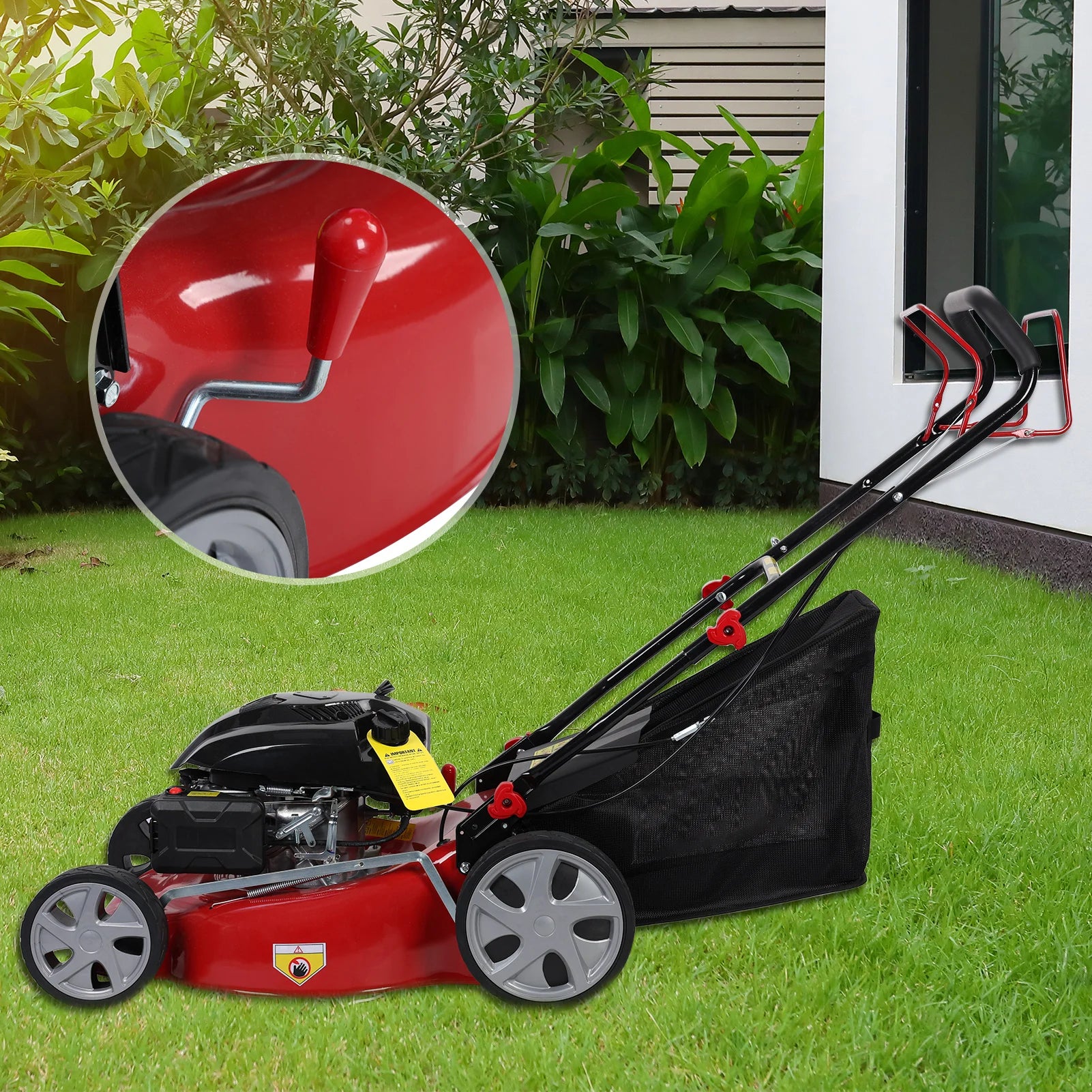 Self-Propelled Lawn Mower, 141cc Gas Engine Lawn Mower, Push Lawn Mower with 50L Gas Tank
