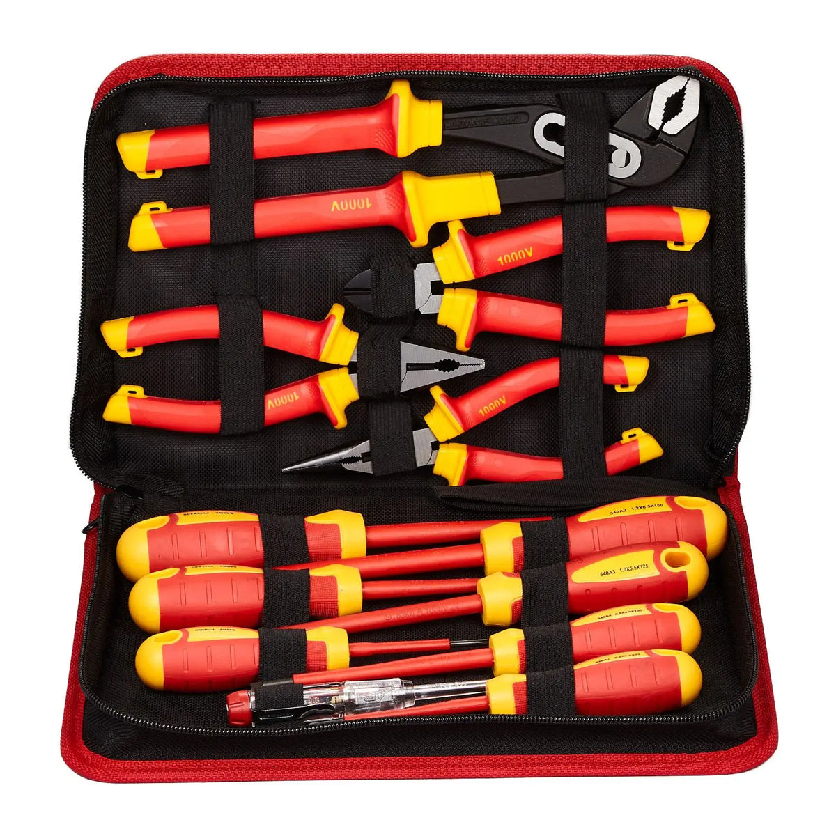 12-Piece Insulated Screwdriver Set, Professional Electrical Screwdriver Set, 1000V Insulated Electrician Tool Set, with Magnetic Phillips Slotted Tips, Insulated Pliers, and Diagonal Pliers