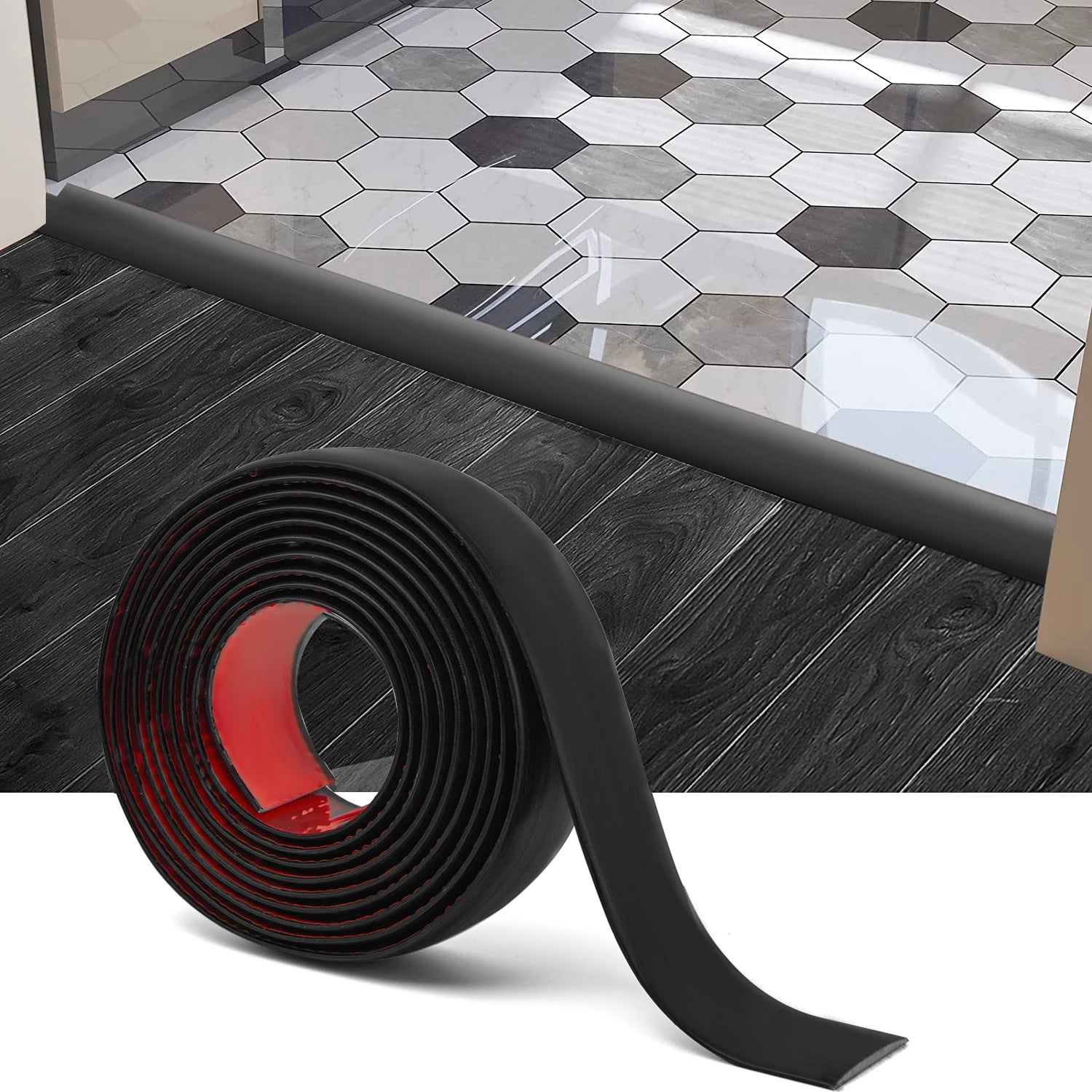Art3d 10ft Self Adhesive Vinyl Floor Transition Strip, 10 Feet Laminate Floor Strip, Floor Flat Divider Strip for Joining Floor Gaps