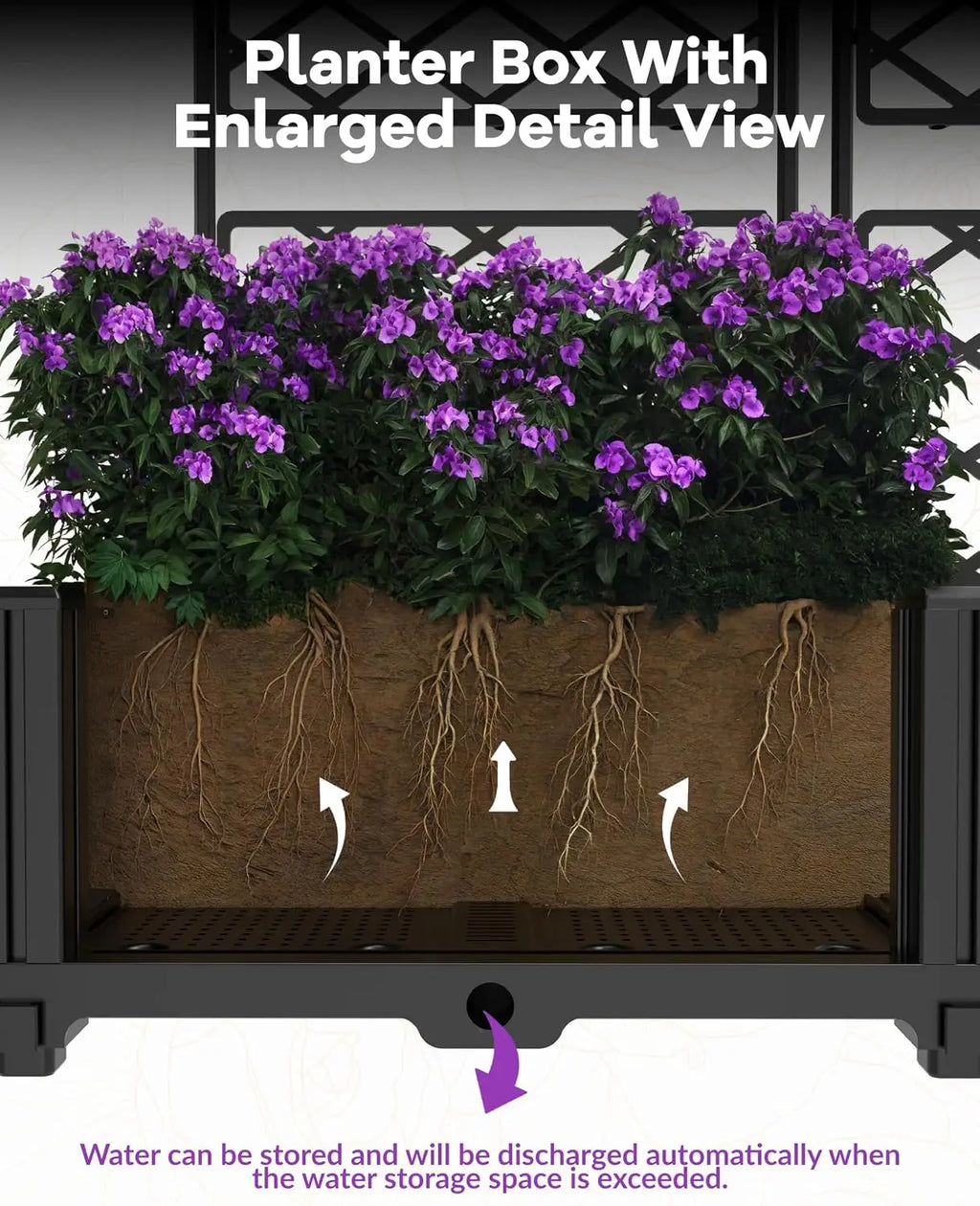 Modular Raised Garden Bed Planter Box Kit with Metal Trellis Stackablefor Climbing Plants Veggies and Flowers,Decorative Fence Privacy Panels