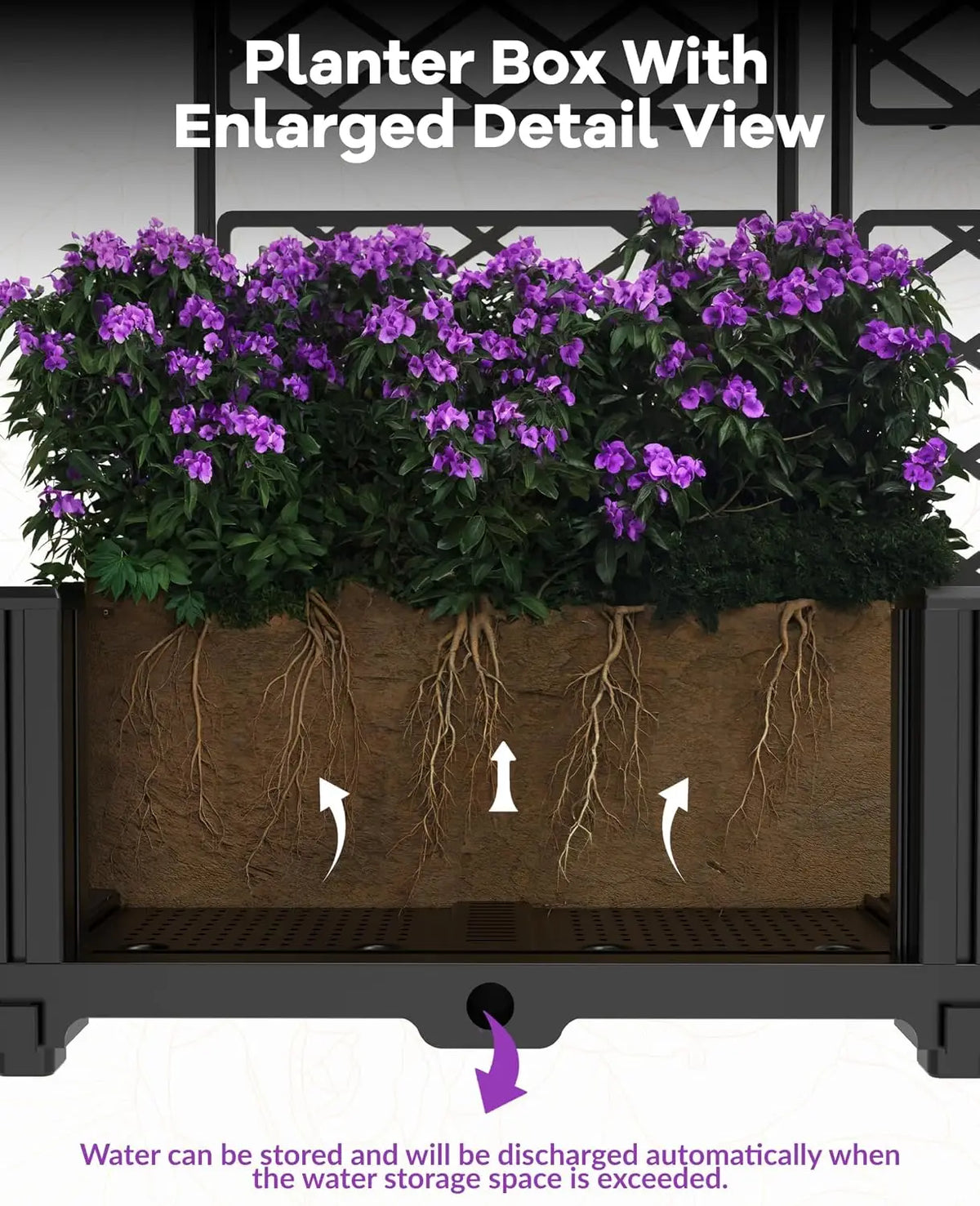 Modular Raised Garden Bed Planter Box Kit with Metal Trellis Stackablefor Climbing Plants Veggies and Flowers,Decorative Fence Privacy Panels