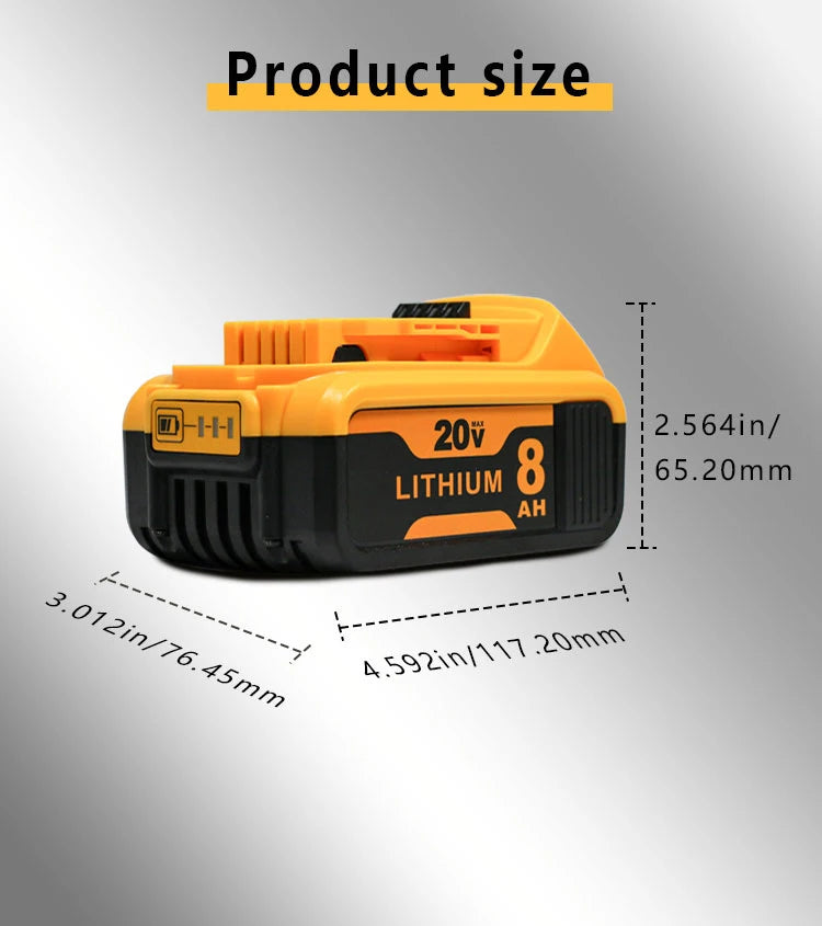 20V Max Battery 8Ah 4 Pack Compatible with DeWalt DCB200 DCB204 DCB206, Li-ion Replacement Battery Pack for Power Tools Drill Saw