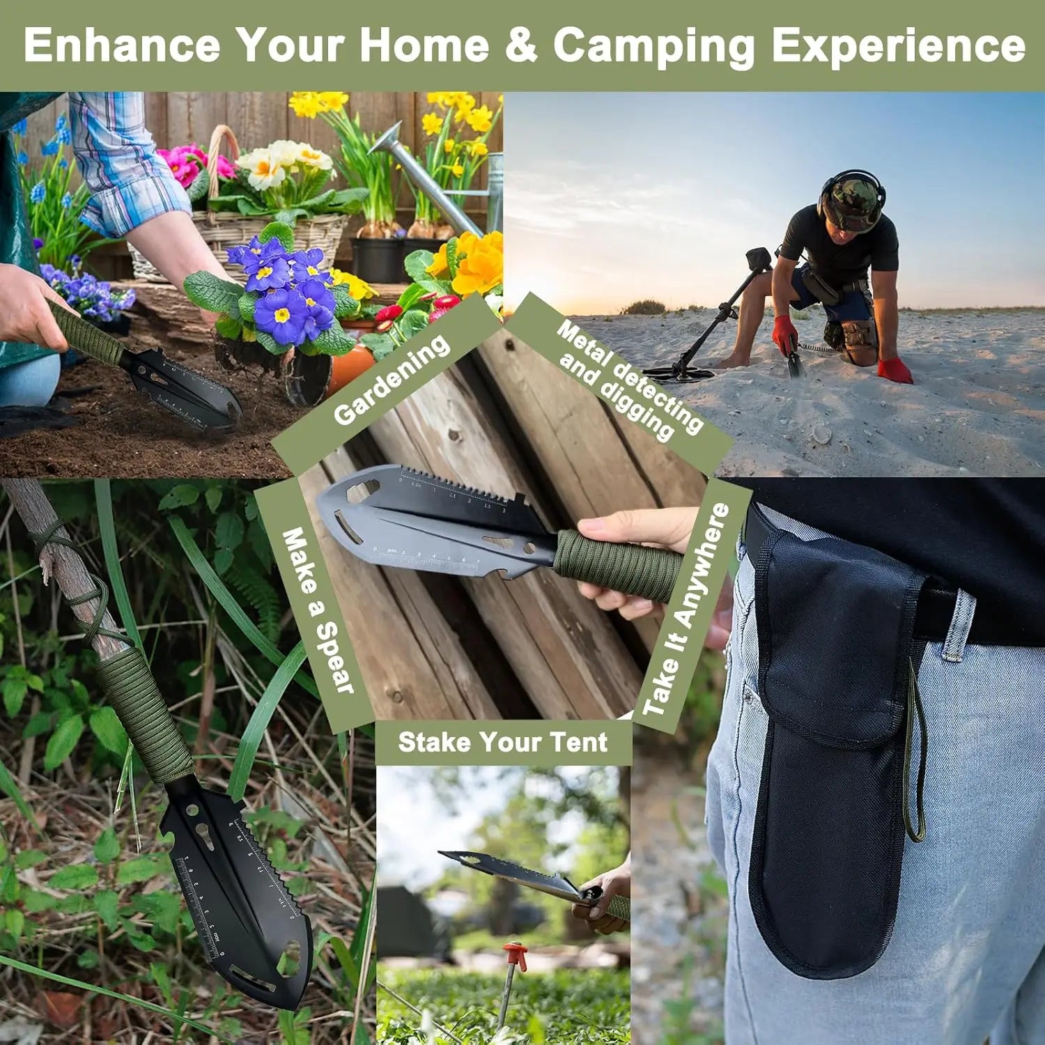 Multitool Trowel, Portable, Lightweight, Shovel for Camping, Gardening, Hiking