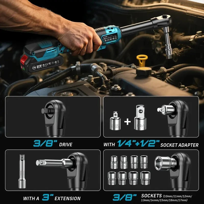 3/8" Cordless Electric Wrench, 80Nm