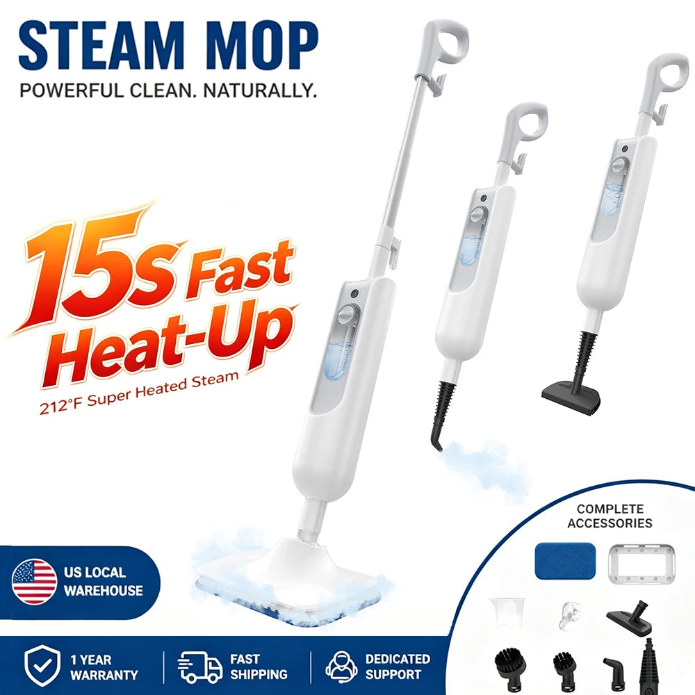 F2 Powerful 6 in 1 Detachable Steam Mop 1300W High Temperature Sanitizing Steamer Pet, Family Safe Multi-Surface Cleaning for Floor Carpet Kitchen Bathroom