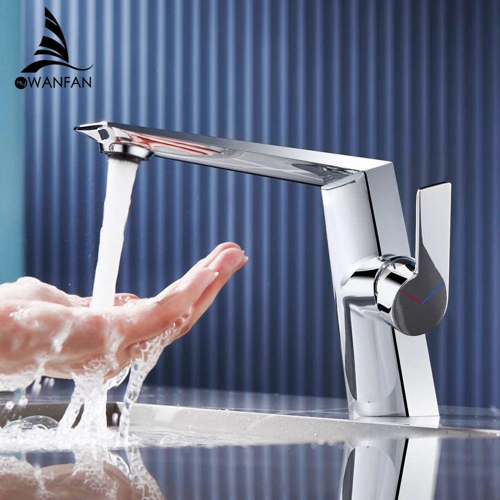 Bathroom Sink Faucet, Modern Design, Single Handle, Black Or Chrome