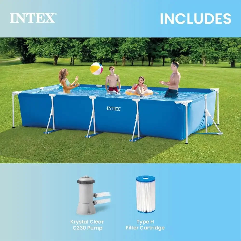 Intex 14ft x 9ft Above Ground Swimming Pool with Steel Frame and 530 GPH Cartridge Filter Pump