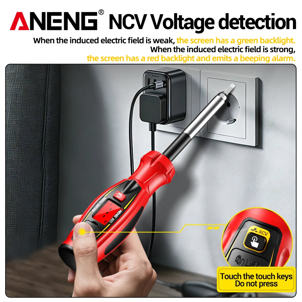 ANENG B21 NCV Voltage Tester Pen, Rechargeable AC 30~1000V Non Contact Detector, Live/Null Wire Breakpoint Finder Screwdriver, Electrician Test Tool