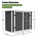 Gihauvia 56×29×44in Gray Resin Outdoor Storage Shed with Lockable Double Doors Waterproof All Weather Utility Cabinet for Garden Tools Trash Cans Backyard Patio
