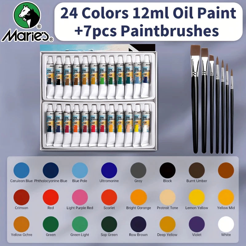 Marie's 31 pcs Oil Paint Set,12ml/0.42oz Tubes,Professional Pigments for Canvas Craft Painting,Gifts for Artist & Adults