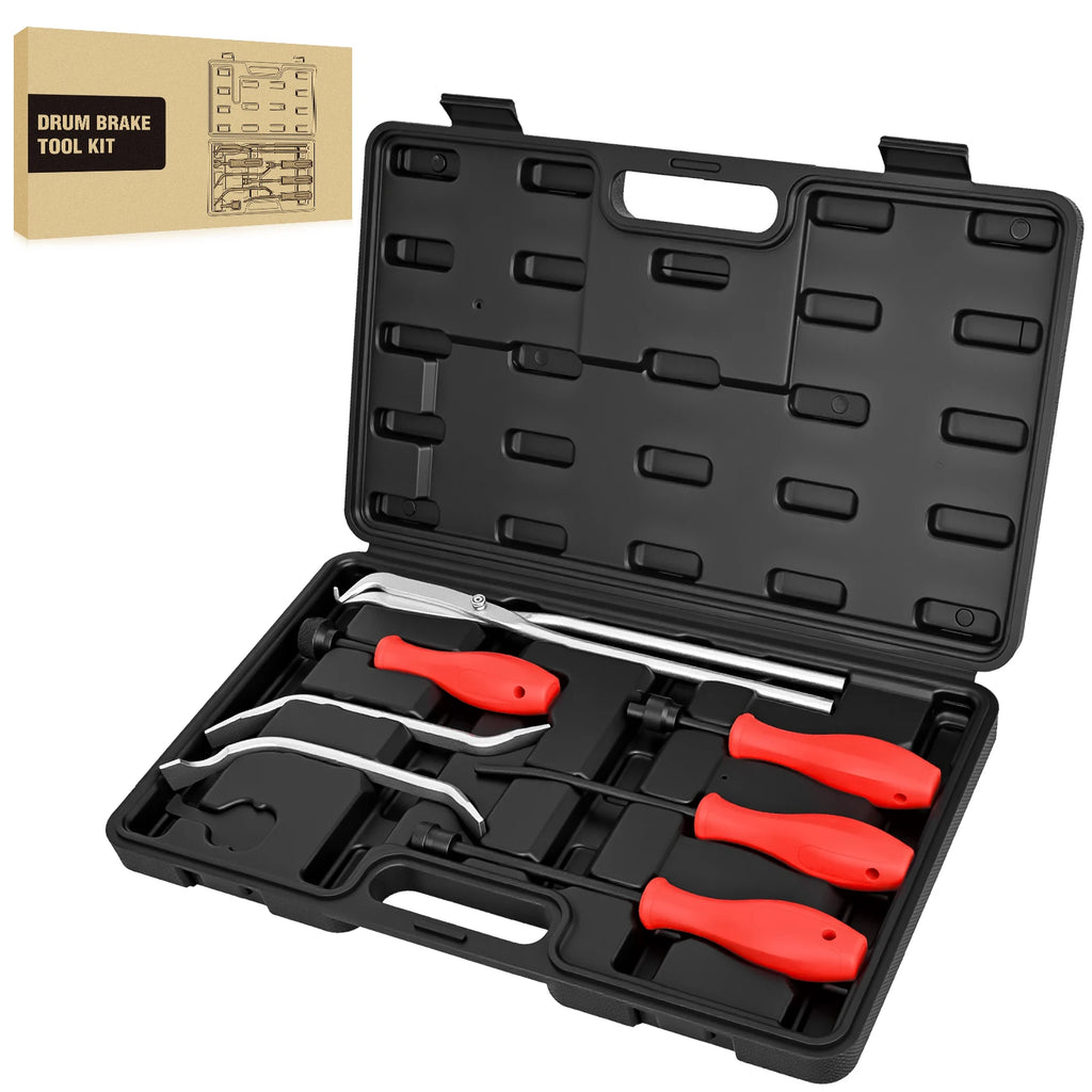 Nilight 8PCS Drum Brake Tool Kit Brake Tool Set with Drum Brake Spring Tool Installer, Remover, Compressor, Retainer, Pliers and Adjustment Spoons Set Brake Tools for Automotive Installer Remover Black