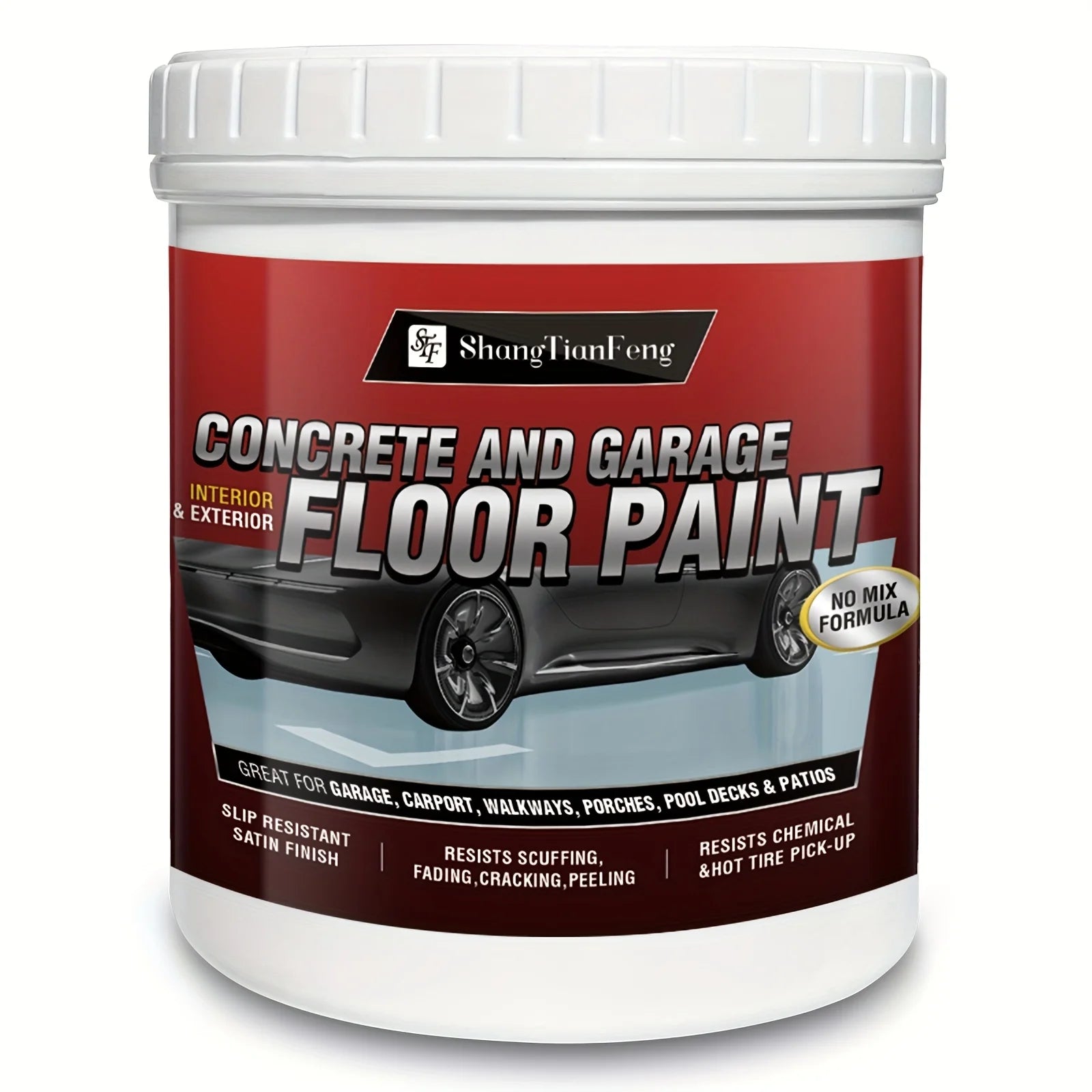 One-Gallon Three-in-One Epoxy Floor Coating: High-Wear-Resistant Acrylic Self-Leveling Floor Paint for Workshops, Garages, and Concrete Floors. Ideal for Floor Renovation and Refurbishment, Provides a Glossy Finish. Perfect f