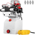 SucceBuy 12V DC Double Acting Solenoid Hydraulic Power Pack Car Jack With 4.5L Tank Reservoir Dump Trailer Electric Lifting Tool