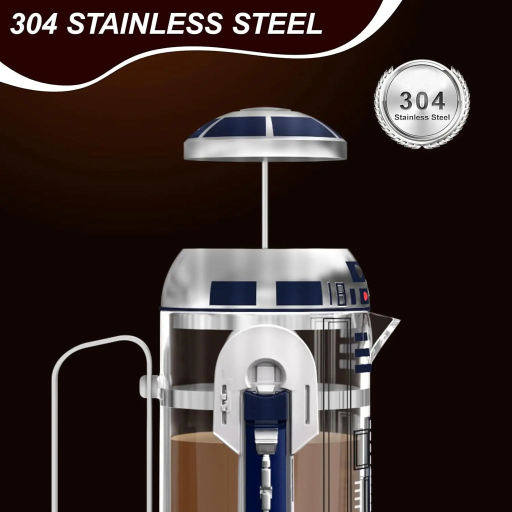 32 Oz French Press Coffee Maker, 304 Stainless Steel, Insulated, for Rich Coffee & Tea, White