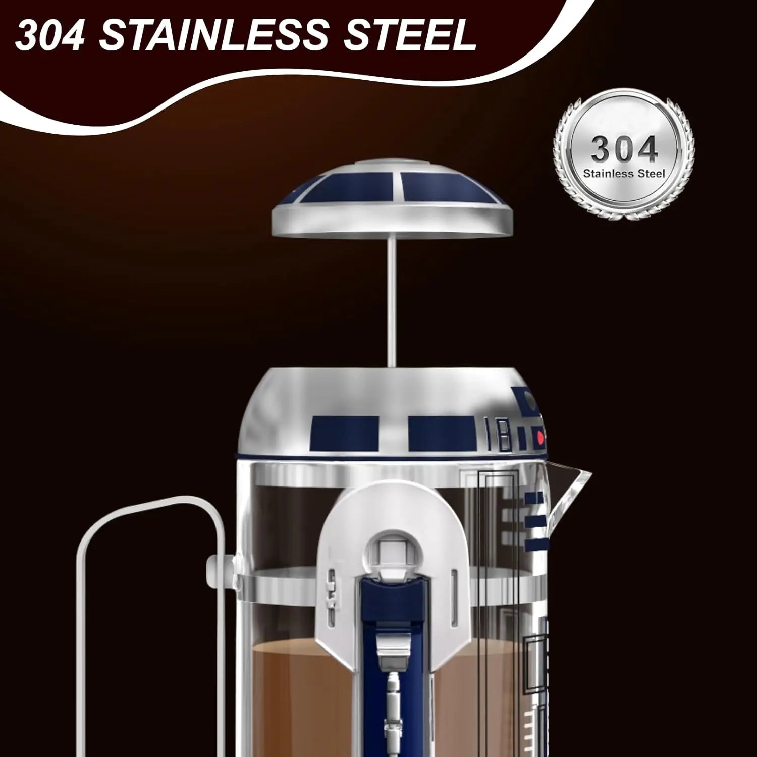 32 Oz French Press Coffee Maker, 304 Stainless Steel, Insulated, for Rich Coffee & Tea, White