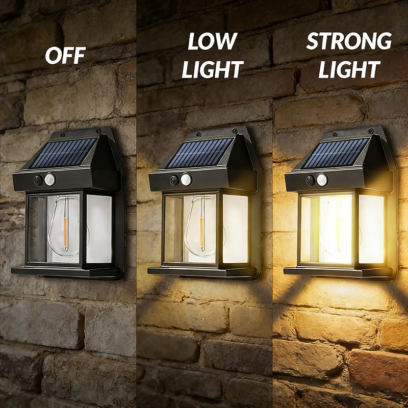 TechlumeX Solar Wall Lights Outdoor Dusk to Dawn Solar Motion Lights Outdoor Waterproof 3 Lighting Modes Wall Mount Light Sconces For Outside Patio Fence Yard Garage 2 Pack LED Street Light