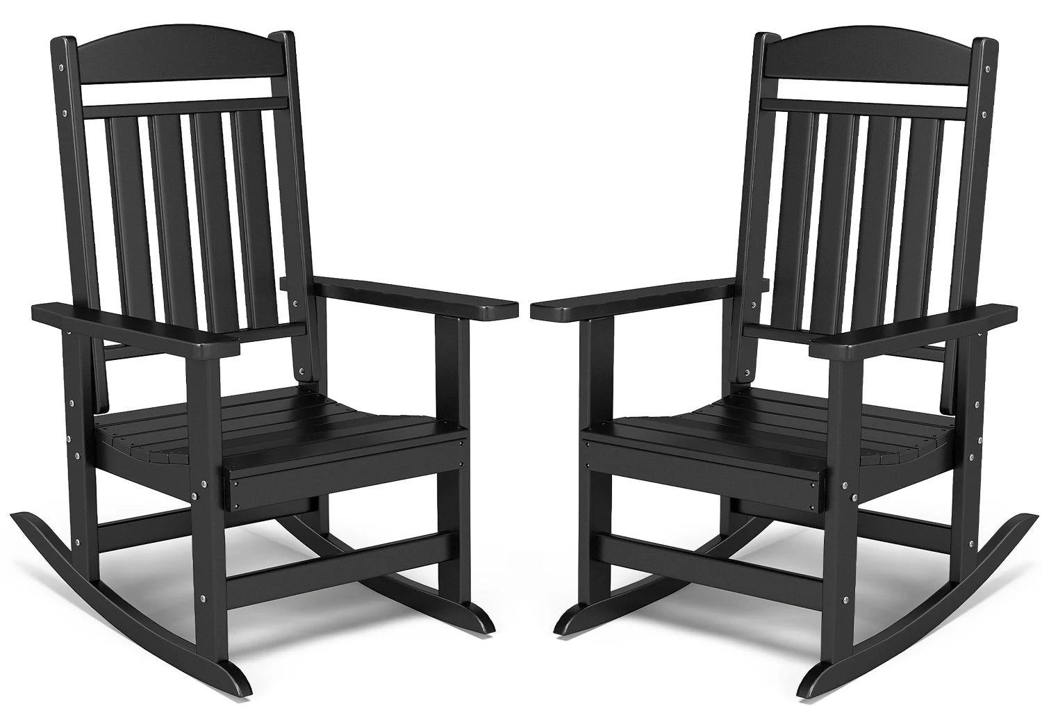 FOOWIN 2pcs Oversized High Back Outdoor Patio Rocking Chair All Weather HDPE Porch Rocker Adult Garden Lawn Indoor