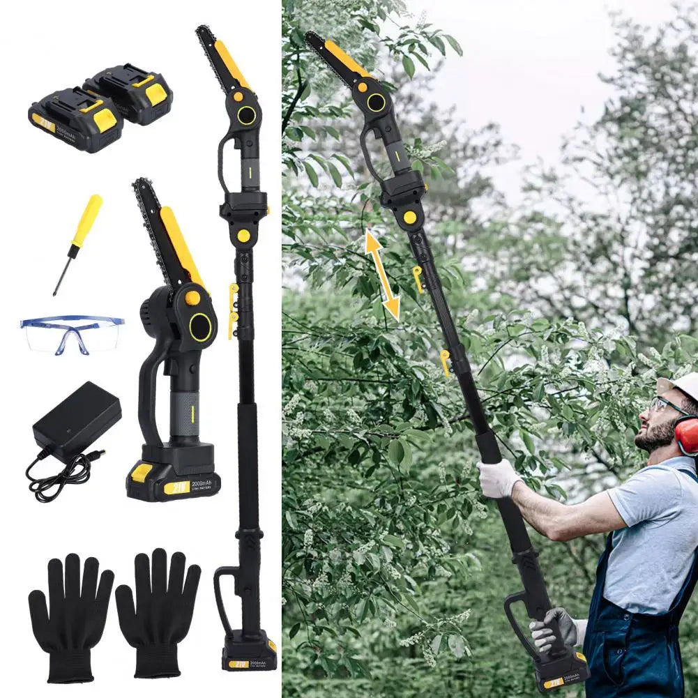 2-in-1 Cordless Pole Saw & Mini Chainsaw with 2 x 2.0Ah Battery, 4.9-7.5ft Adjustable Pole Saw for Tree Pruning