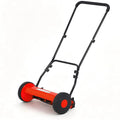 16" Push Lawn Mower, Manual Hand Push Lawn Mower Without Grass Catcher, Red Portable Walk-Behind Mower for Yards, Garden