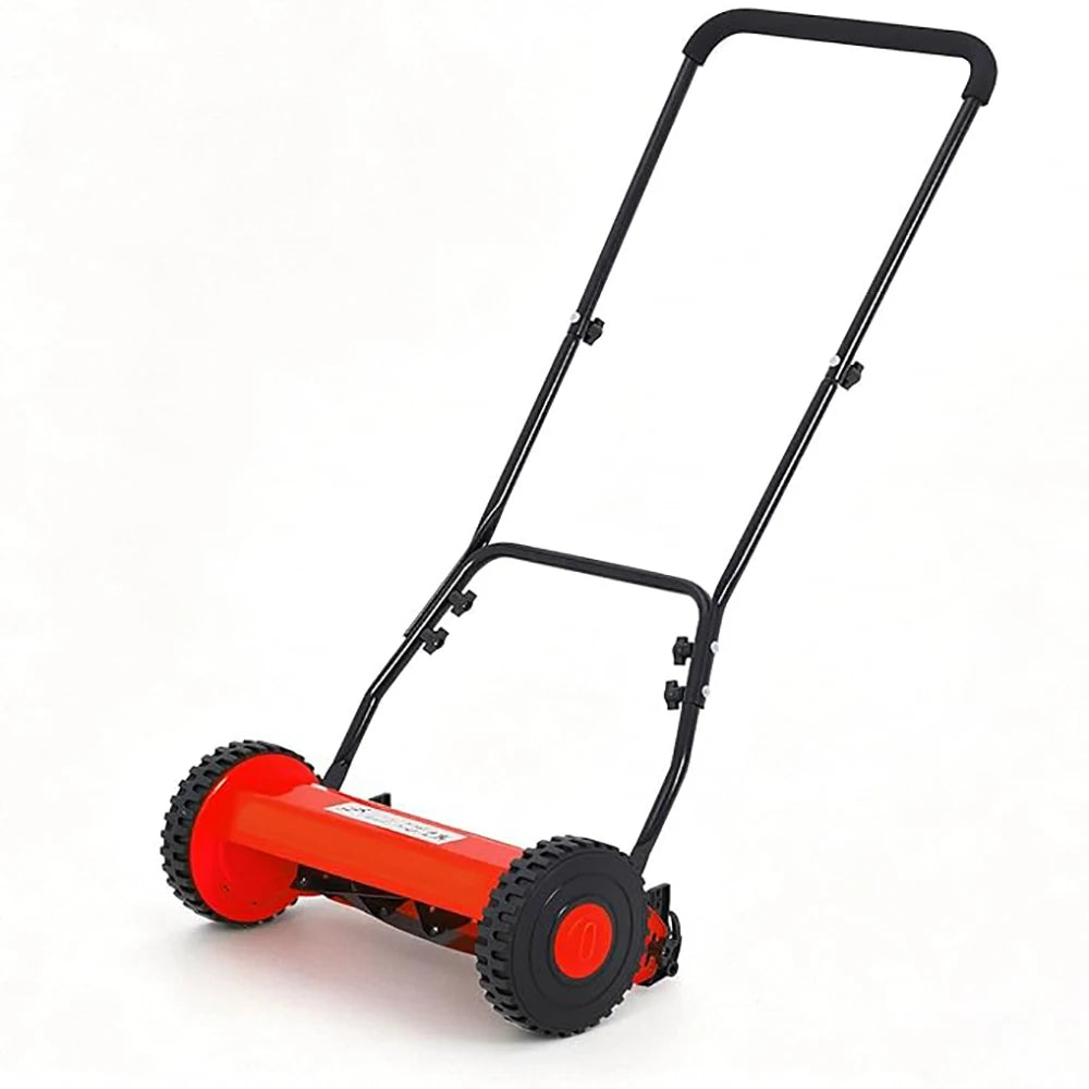 16" Push Lawn Mower, Manual Hand Push Lawn Mower Without Grass Catcher, Red Portable Walk-Behind Mower for Yards, Garden