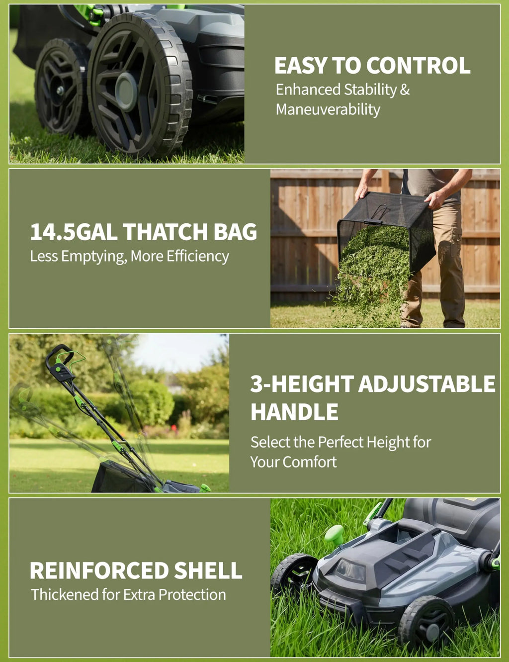 Garvee Electric Lawn Dethatcher Scarifier 15.5 Amp, 14" Corded 2-in-1 Dethatcher with 14.5 gal Collection Bag