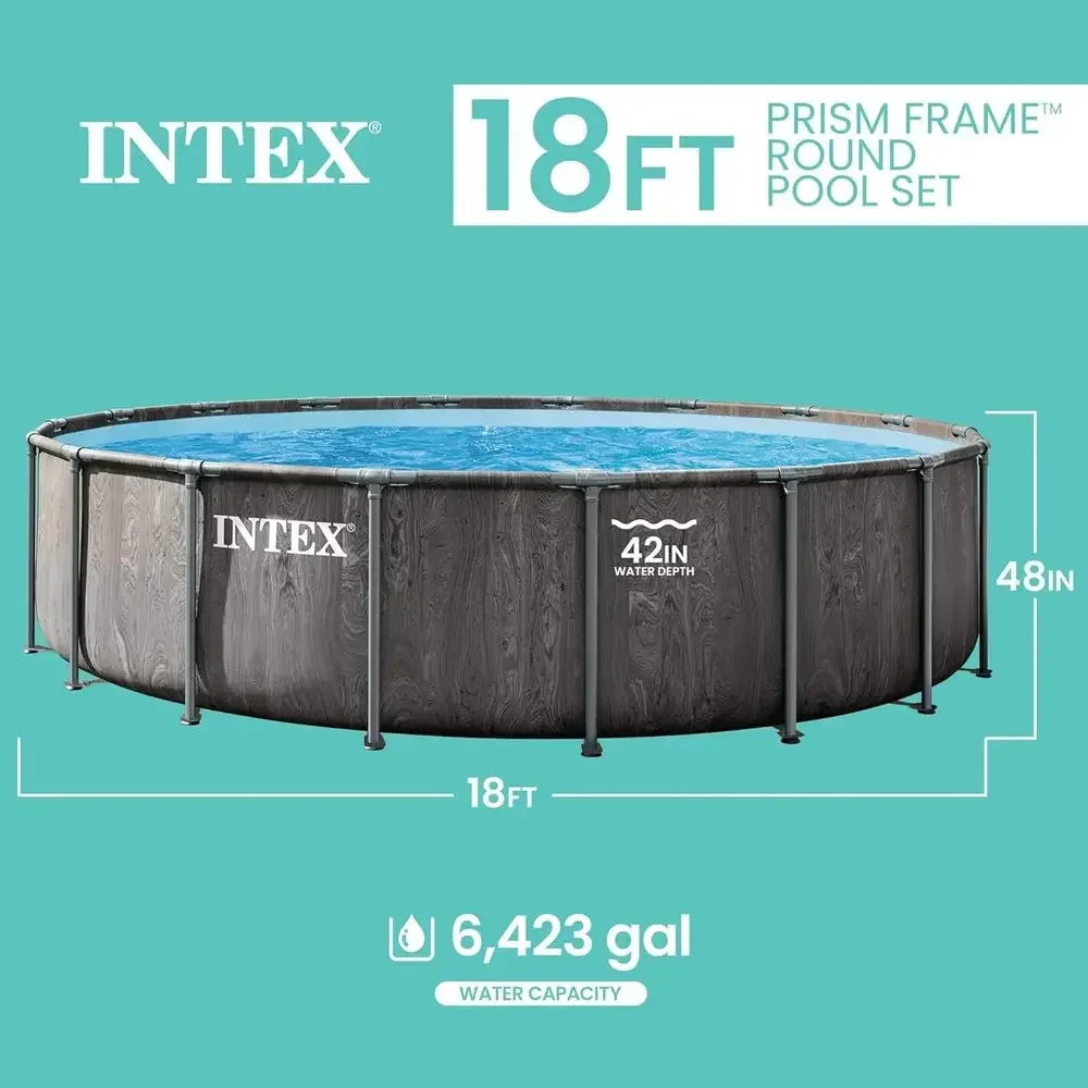 Intex 18ft x 48in Above Ground Pool Set with 1500 GPH Filter Pump, Ladder, Cover, and Ground Cloth