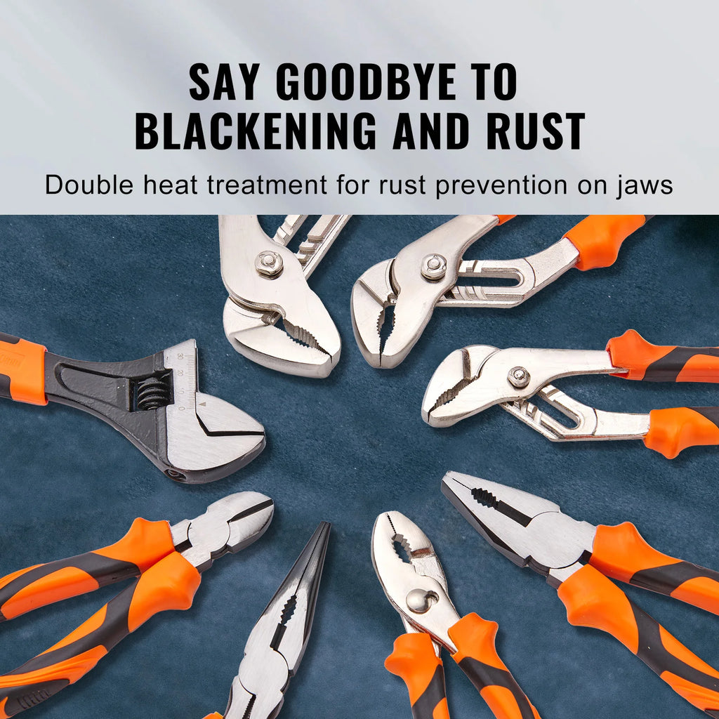 SucceBuy 8-Piece Pliers Set High Carbon Steel 12"/10"/8"Groove Joint Pliers 8"Linesman's Pliers 6"Slip Joint Pliers and Tool Bag