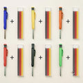 STONEGO Carpenter Pencil Set with 6 Refills and Built in Sharpener Professional Mechanical Marking Pencil for Construction Architecture Woodworking Scriber Tool High Precision Durable Hand Tool Set for Engineers and Builders