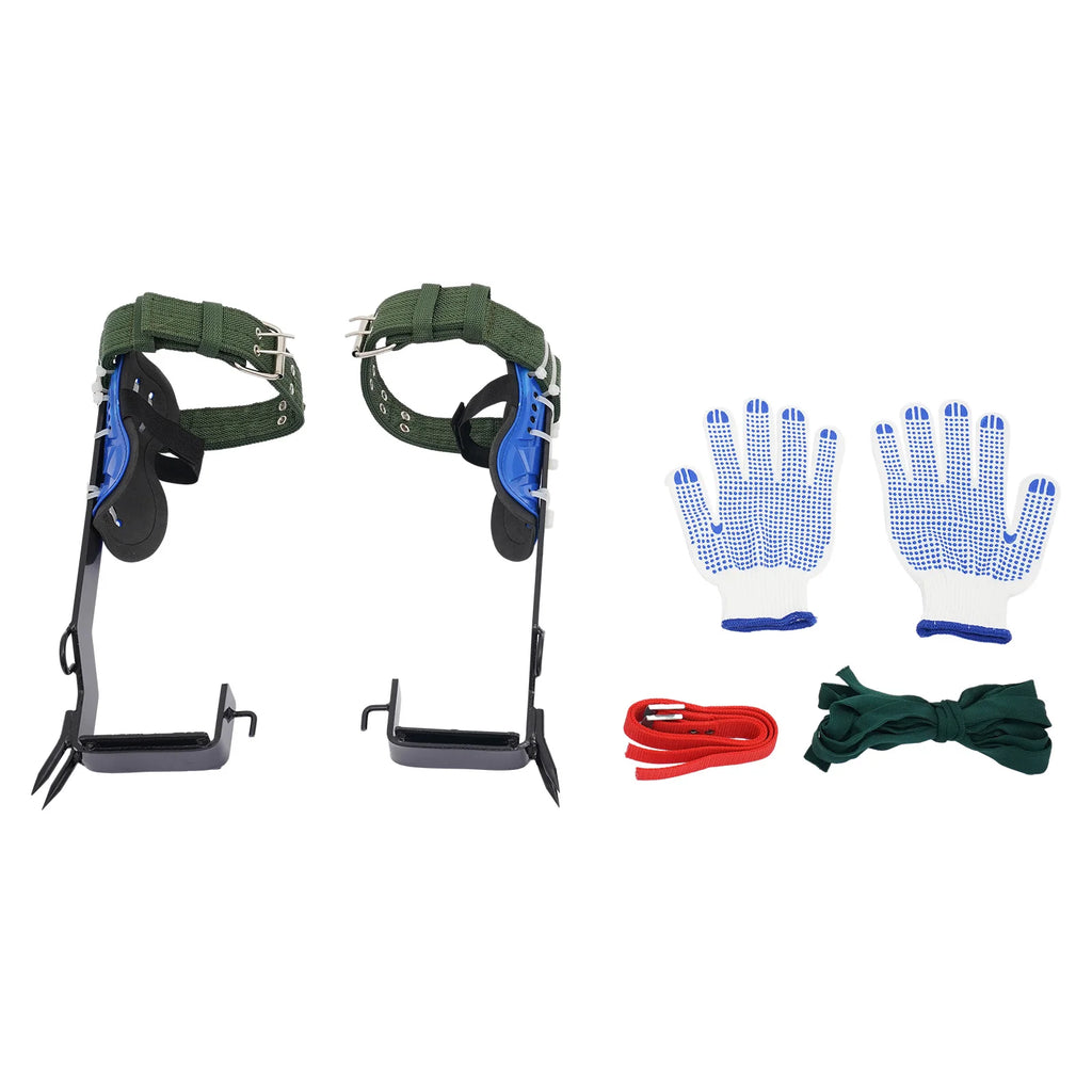 Climbing Spike Set, Tree Climbing Tools with 2 Teeth Anti-Slip Foot Spikes, Adjustable Safety Belt, Rope, Heavy Duty Stainless Steel Spikes, Secure Straps, Arborist Outdoor Gear, For Pruning Hunting Picking