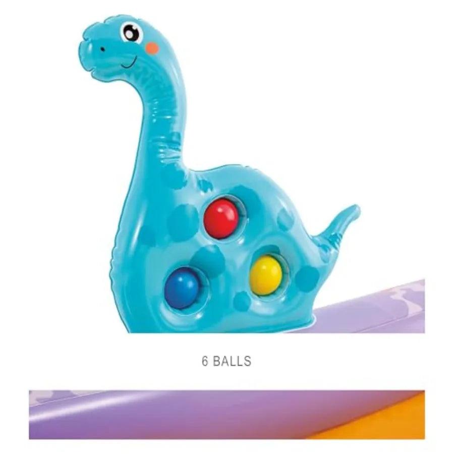 Dino Park Inflatable Kiddie Pool for outdoor play PVC material multi-color includes water sprayer and slide for enhanced play