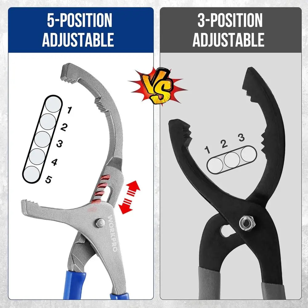 WorkPro 9 & 12 Adjustable Oil Filter Wrench Set, Perfect for Vehicle Engine Filters and Cars, Trucks, 2-Piece Tool Kit