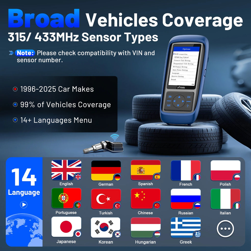 XTOOL TP150 TPMS Programming Tools For 315Mhz & 433Mhz Sensors Tire Pressure Reset Tool Sensor Activation Lifetime Free Update