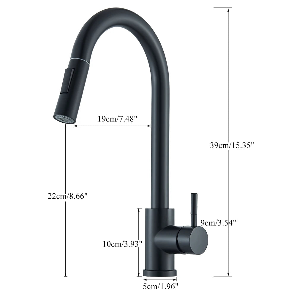 Kitchen Faucet With Pull Down Sprayer, Single Handle, Brushed Gold Or Matt Black
