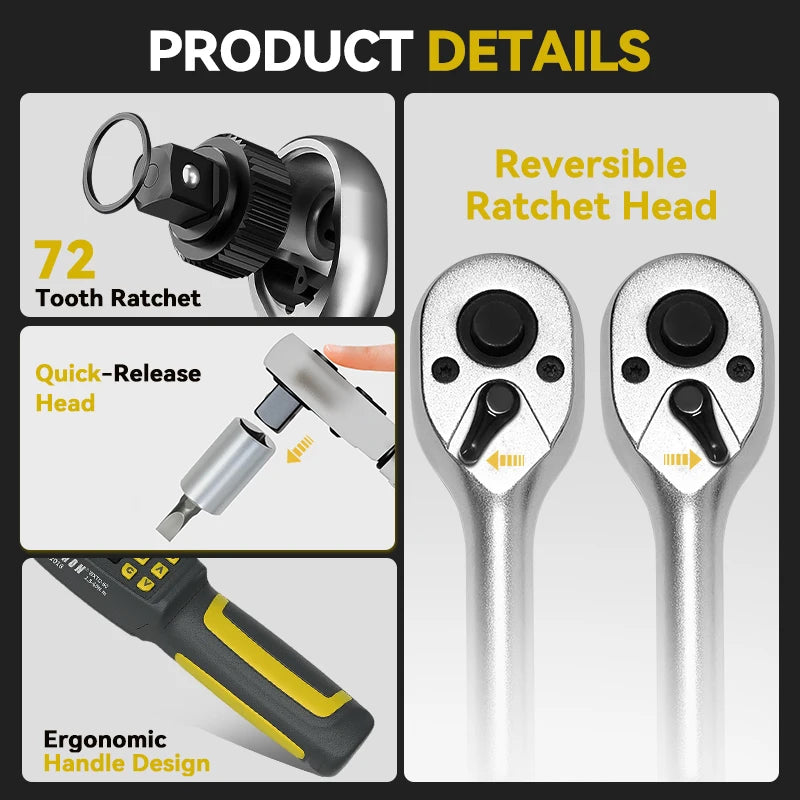 Waxtron 1/2'' Digital Torque Wrench 2% Accuracy Hand Tools 1/4'' 3/8'' Torque Wrench Digital For Auto Motorcycle Bike Waxtron Hot