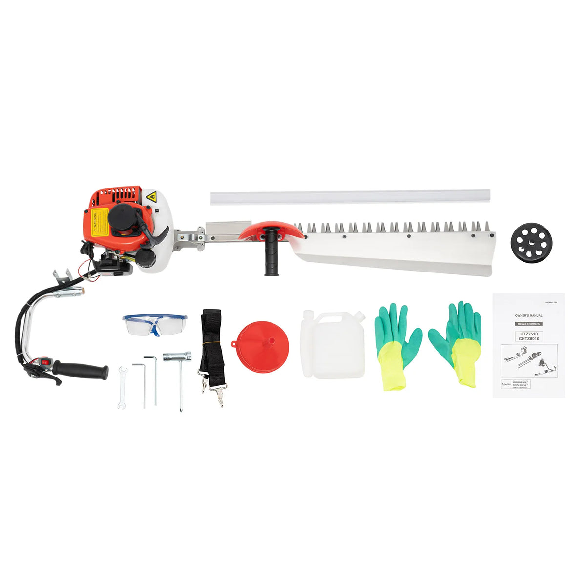 Hedge Trimmer 0.65KW Aluminum Garden Bush Trimmer Tool, 7500r/min, Single-edged Blade Hand-pull Start, 103*26*25 cm