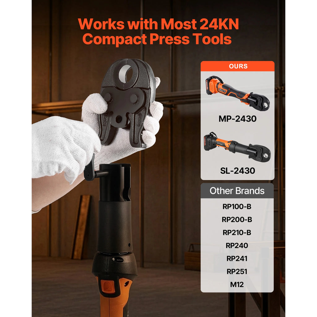 SucceBuy 1/2" 3/4" MegaPress Jaw for Compact Series Press Tool Compatible with 24KN Press Tool for Carbon Steel Pipes Connection