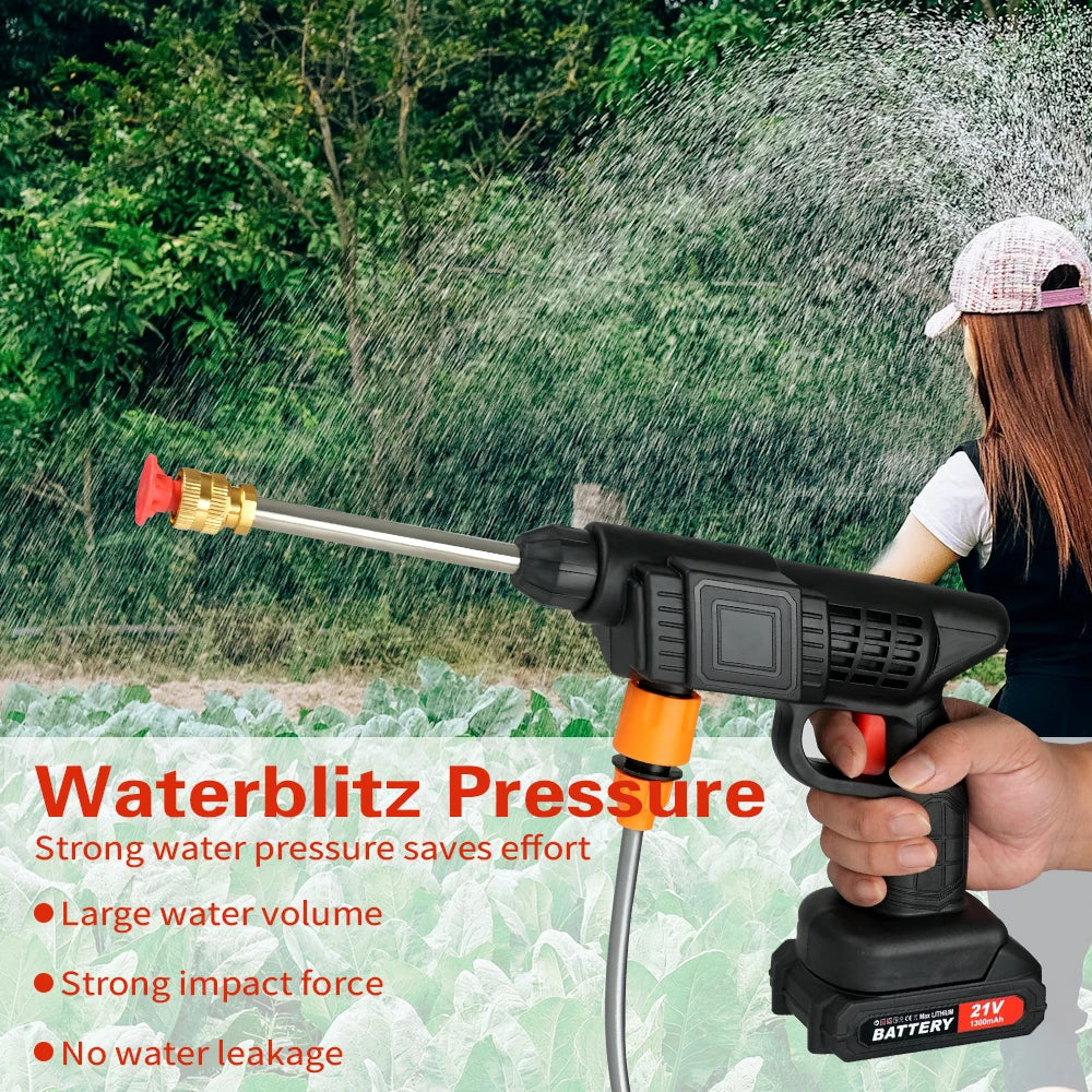 Cordless High-Pressure Car Cleaning Gun, Cordless High-Pressure Spray Washer — A Courtyard/Garden Irrigation Tool, Comes With A Battery, Foam Cannon, and Long Hose