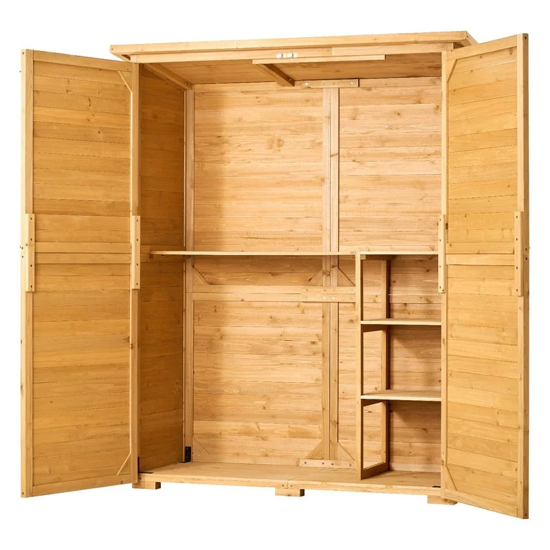 55x67.5 Inch Outdoor Wooden Garden Shed with Metal Roof Waterproof Storage for Tools