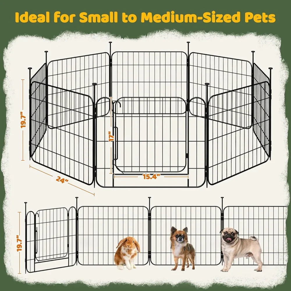 Expandable Dog Playpen, 8 Panel 20-inch Puppy Playpen with Door, Indoor/Outdoor Pet Fence
