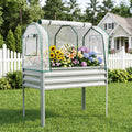 Raised Garden Bed With Cover, 30in Galvanized Elevated Planter Box With Legs, Greenhouse For Vegetables Herbs Patio Balcony