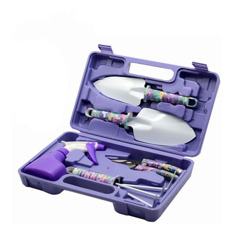 5/10 Pcs Gardening Tools Set with Carrying Case and Floral Print Ergonomic Handle Trowel Rake Weeder Pruner Shears Sprayer Gifts