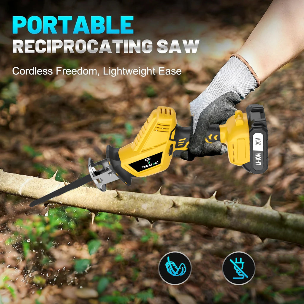 Cordless Reciprocating Saw Cutting Tool Home DIY Wood Metal PVC Pipe Cutting 20V with Battery