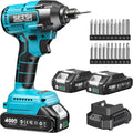SeeSii Cordless Impact Driver Kit 21V Brushless Electric Wireless Screwdriver 2200 In-Lbs. 1/4' Hex Chuck 0-3000RPM Variable Speed With 2*4.0Ah Batteries 20Pcs Driver Bits LED Light