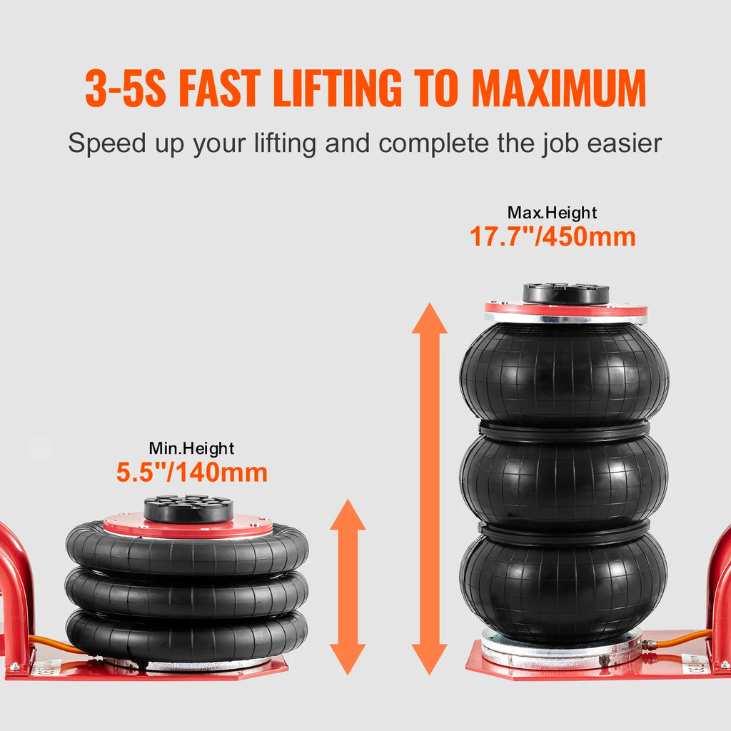 SucceBuy Triple Bag Air Jack 3 Ton/6600Lbs Capacity Portable Pneumatic Car Jacks Heavy Duty & Quick Lifting for Garage Car Repair