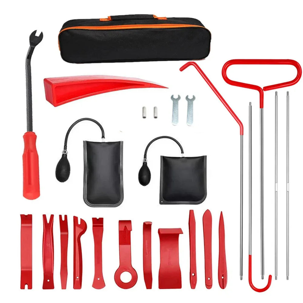 Besper 43/25/17Pcs Car Air Wedge Pump Locksmith Tool Kit Thickened Door Opening Air Bag with Long Reach Grabber Auto Emergency Unlock Repair Tool