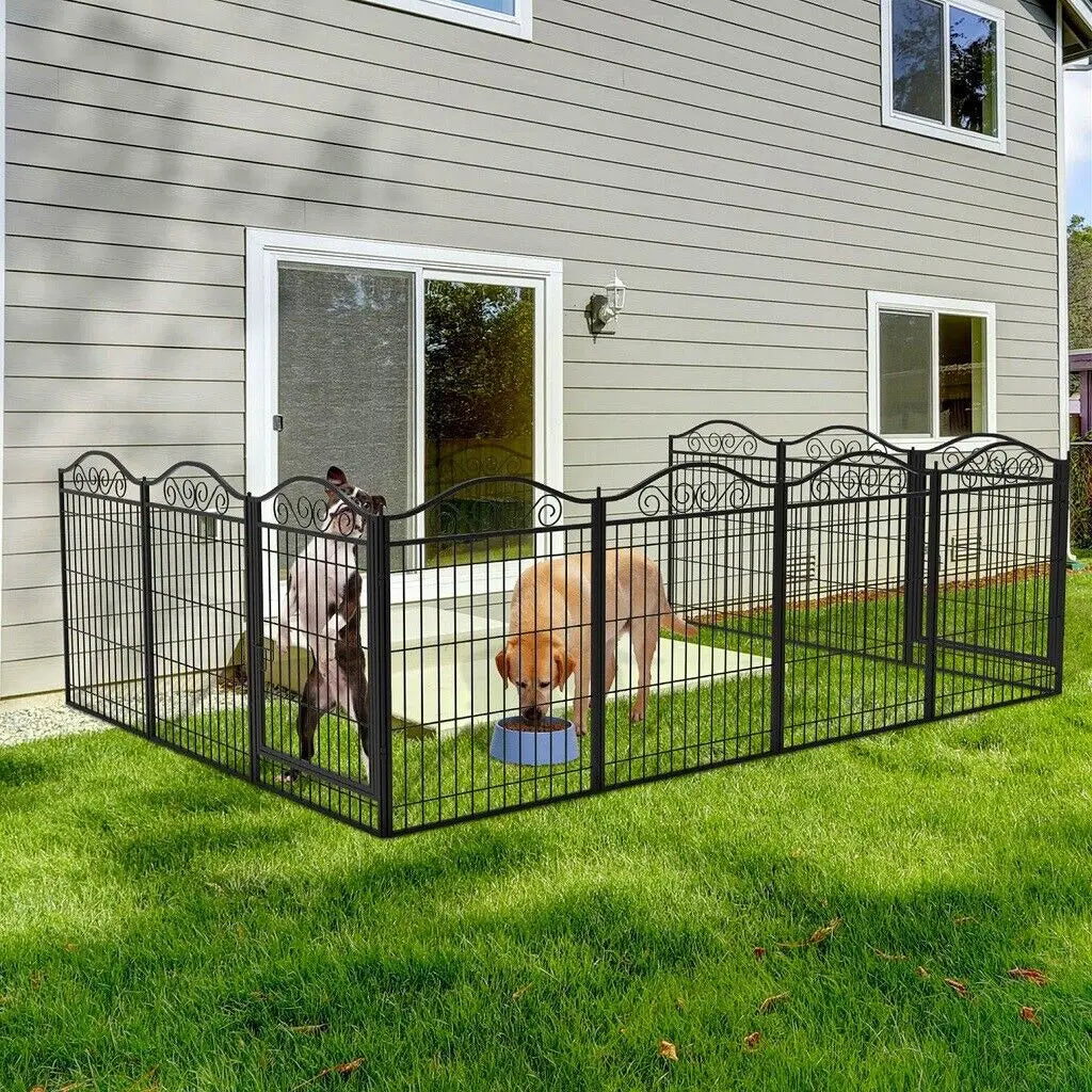 8 Panels Heavy Duty Metal Dog Playpen, Indoor/Outdoor Foldable Fence with Gate, Metal Pen for Small/Medium Dogs