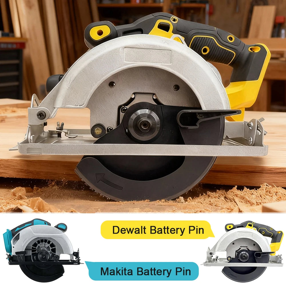 7-inch Cordless Circular Saw Brushless Electric Woodworking Saw, Board Cutting Power Saw 0-45°, For Makita or Dewalt Battery
