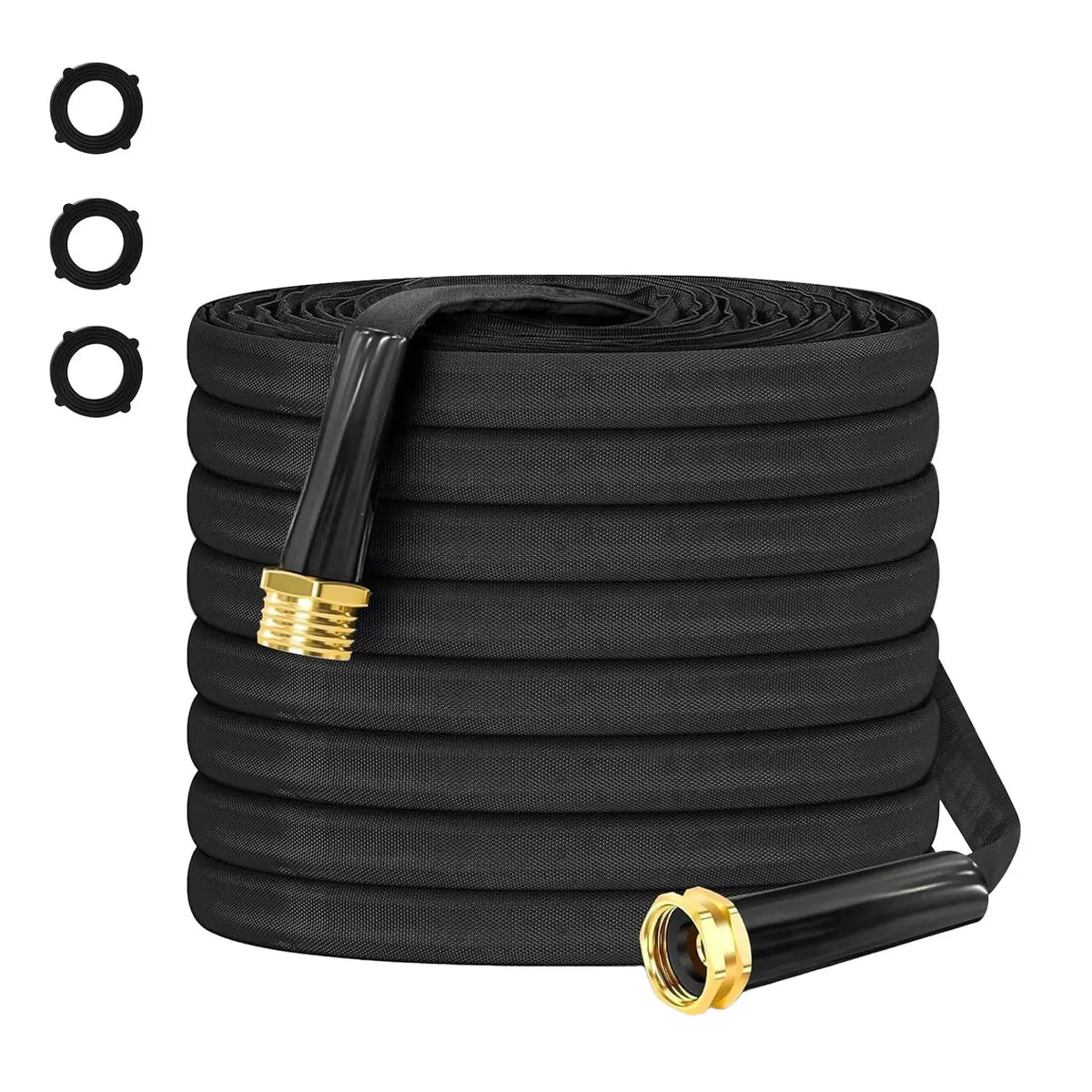 25/50/75/100Ft Non-Expandable Fabric Covered Garden Hose With 3/4 Inch Copper Plated Aluminum Fittings Burst Proof PVC Inner Core For Garden Watering Car Washing And Outdoor Use