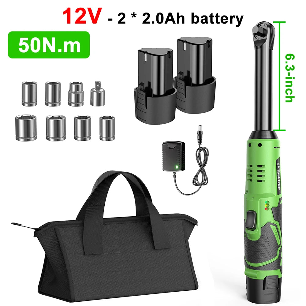 TaskStar 6.3-inch Extended Ratchet Wrench 3/8" Driver Cordless Electric Wrench Car Dismantling Power Tool For DIY Car Mechanic